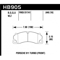 Колодки тормозные HB905N.646 HAWK HP+ перед Porsche 911 991 Turbo